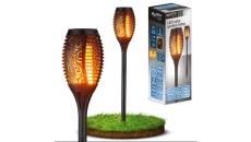 Lampa solarna LED 1,2W 30lm ogrodowa pochodnia, efekt płomienia, wbijana 51cm IP44