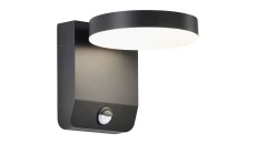 Oprawa elewacyjna LED 17W 2480lm 3000K czujnik regulowana Czarna okrągła 2956