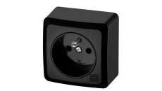 BERG Gniazdo pojedyncze z uziemieniem n/t 2P+Z czarny 3733-09