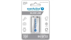 Akumulator Ni-MH 6F22 9V 250mAh Ready to Use ( R2U ) Silver Line everActive BLISTER 1szt.