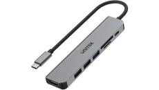 UNITEK Hub USB-C aluminium 7w1 czarny 0,15m