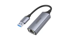 UNITEK Adapter sieciowy USB 3.1 A / Gigabit Ethernet RJ45 8p8c (wtyk / gniazdo) srebrny 12cm