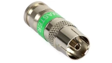Gniazdo antenowe IEC TV kompresyjne zielone MASTER na przewód Triset-113 TC6 Trishield 3SH75 RG6