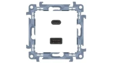 Ładowarka podwójna USB C+A Quick Charge 3,1A biała