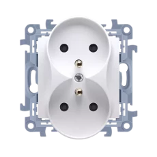 Simon 10 Gniazdo podwójne z/u białe 16A 250V IP20 CGZ2M.01/11