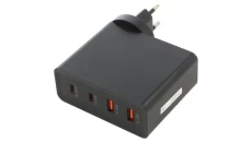 Qoltec Ładowarka GaN POWER PRO 2xUSB-C 2xUSB 130W 5-20V 1.5-5A PD Czarna