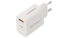 Qoltec Ładowarka sieciowa 18W 5-12V 1.5-3A USB typ C PD USB QC 3.0 Biała