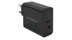 Qoltec Ładowarka Super Quick PD 1xUSB-C 1xUSB 65W 5-20V 1.5-3.25A Czarna