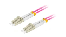 PATCHCORD ŚWIATŁOWODOWY MM LC/UPC-LC/UPC DUPLEX 3.0MM OM4 50/125 LSZH 15M FIOLETOWY LANBERG