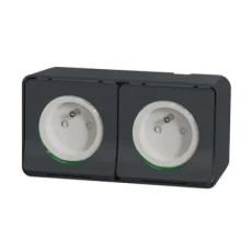 Mureva Styl Gniazdo 2P+PE podwójne z uziemieniem IP55 16A 230V AC antracytowe MUR36028