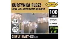 Kurtyna świetlna zewnętrzna flesz 100l kurtyna sople z dod.gniazdem 5m dekoracji+5 m przewodu zasilającego 13-568