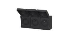 Gniazdo potrójne z uziemieniem natynkowe z klapką Aqua Plus IP44 antracyt / 40335