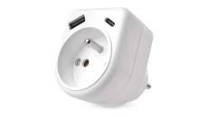 Rozgałęźnik 1×, 1×USB-A+1×USB-C, biały P0074