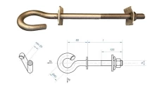 Śruba hakowa do mocowania przewodów, EPSH M16x230