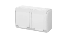 Hermes Gniazdo hermetyczne podwójne natynkowe z uziemieniem 16A IP44 białe GNT 0322-02