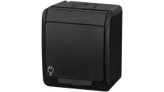 HERMES IP44 gniazdo natynkowe pojedyncze z uziemieniem 2P+Z czarne 0321-09