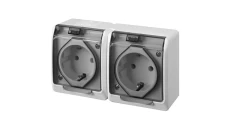 Hermes Gniazdo hermetyczne Schuko z/u z klapką dymną 16A IP44 białe 0325-01