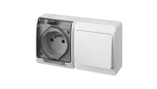 Hermes Łącznik schodowy + gniazdo z/u IP44 GNT 0327-11