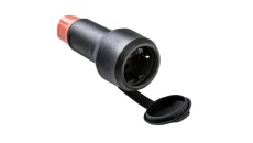 RED GP1 Gniazdo z dławikiem IP54 2P+Z 16A/250V kołnierz gumowany czarny XF2165