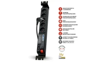 Przedłużacz przeciwprzepięciowy 5-gniazd z/u ACAR 504WF RACK 19 3m czarny